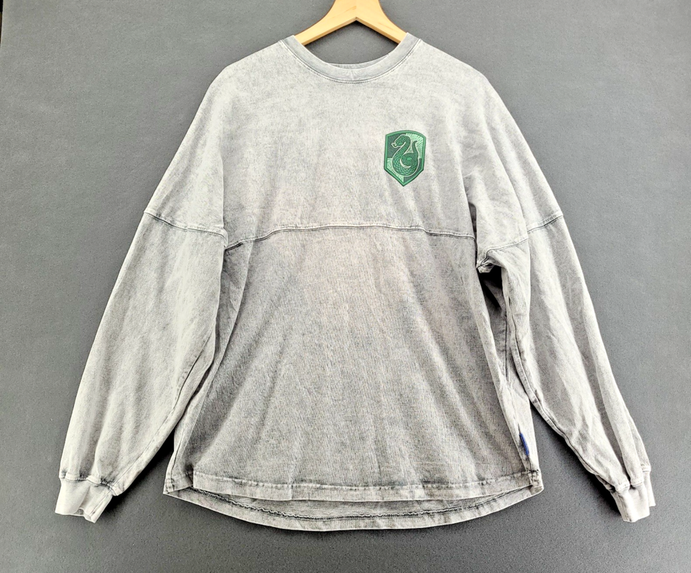 Spirit Jersey Harry Potter Slytherin Shirt Gray Acid Wash Puff Print L Unisex